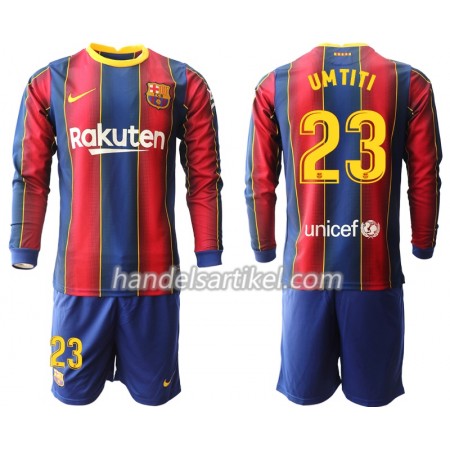 FC Barcelona Samuel Umtiti 23 Kinder Heim Trikotsatz 2020/21 Langarm (+ Kurze Hosen)